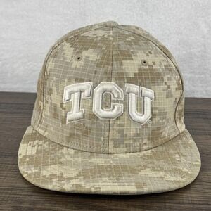 TCU Horned Frogs Hat Cap Fitted‎ Mens Medium Tan Camo NCAA Football College